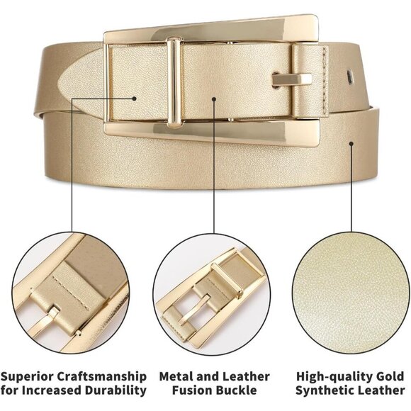 Women Leather Gold Belt for Jeans Casual Waist Accessory Girls Fashion main image 4